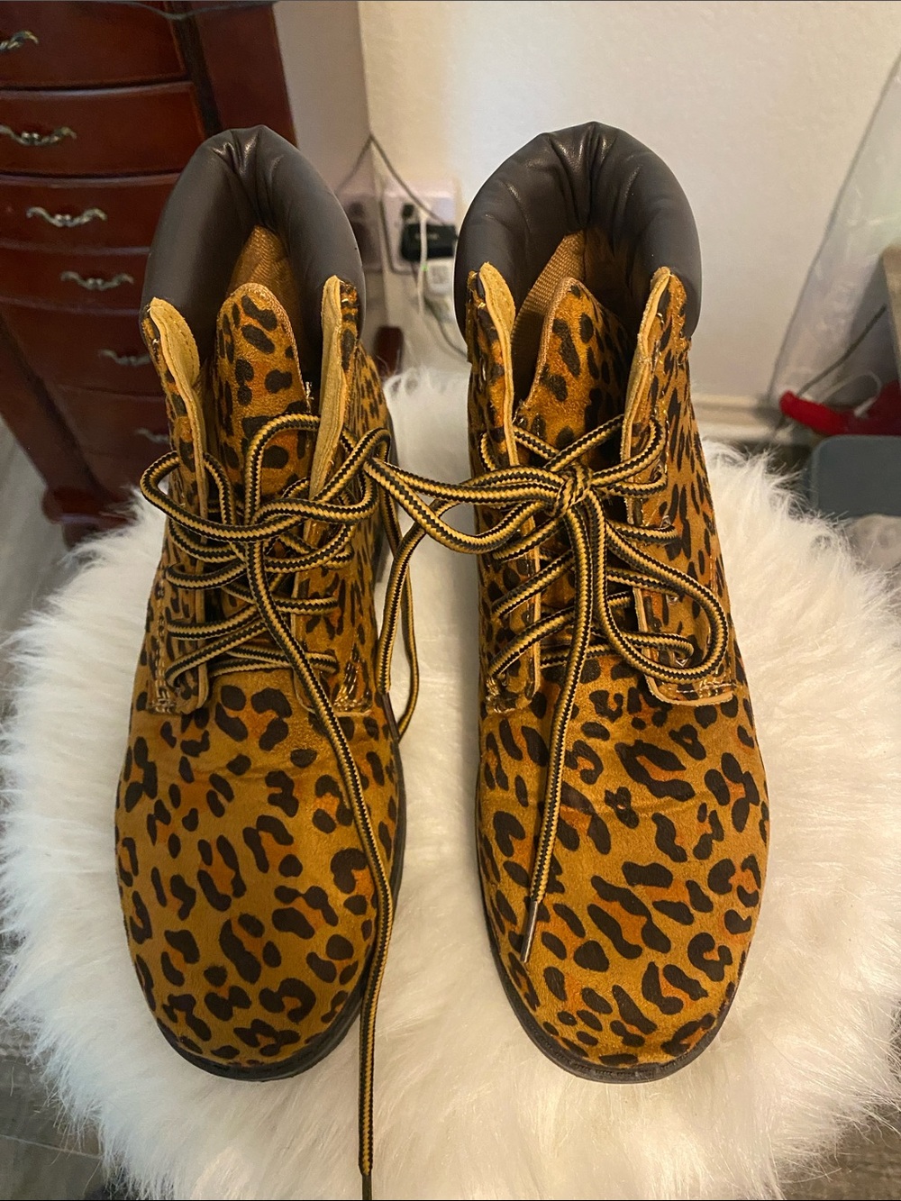 Forever Link Tan/Brown animal print ankle boots with Branded Shoe Box